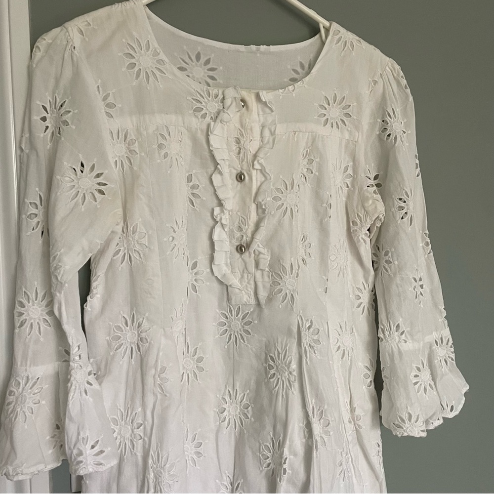 ViX Paula Hermanny Wendy White Eyelet Lace Mini Dress | Coverup - Picture 3 of 11